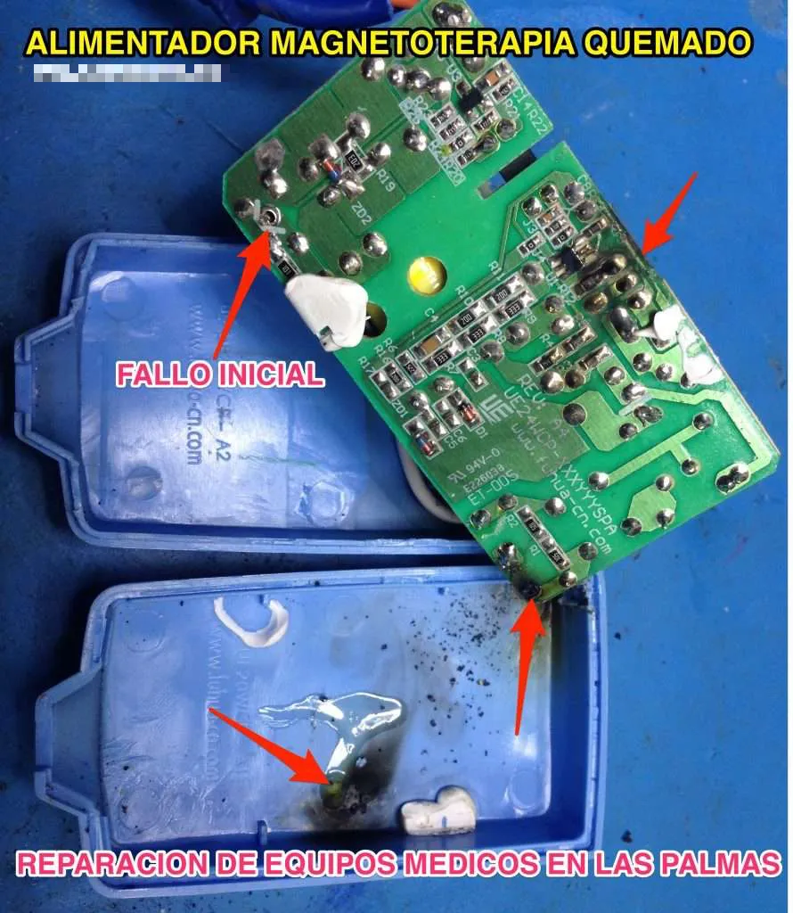 reparación de electromedicina en las palmas , alimentador BIOMAG MONAI quemado