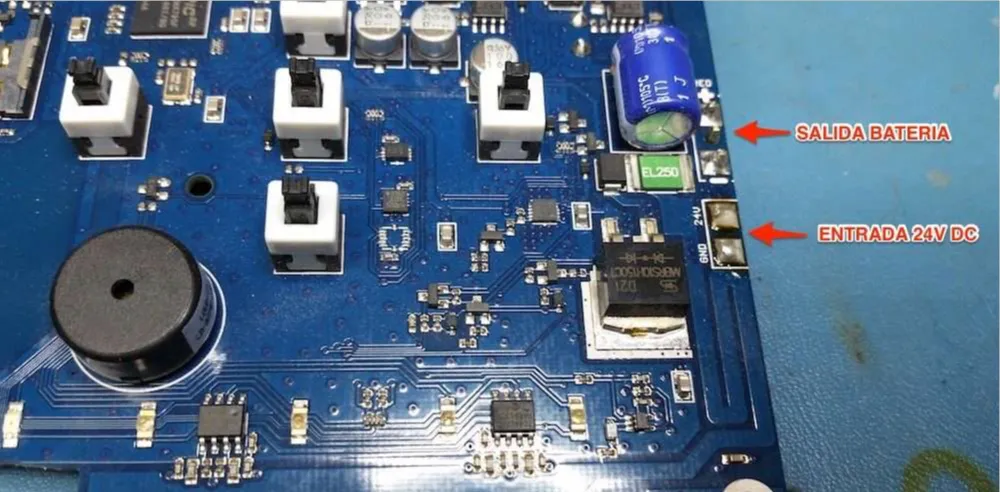 reparación de biomag lumina entrada de corriente y salida hacia la pila