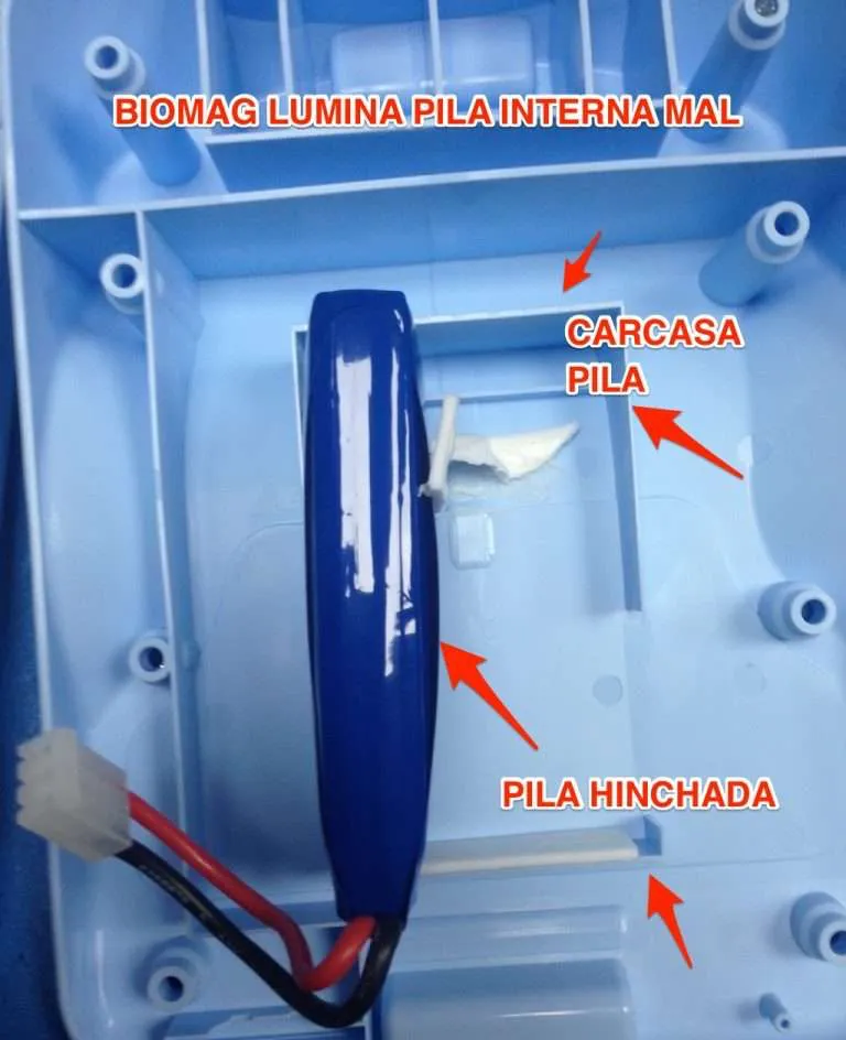 reparación de biomag lumina fallo de pila interna hinchada